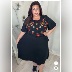 Plus Floral Embroidered Midi Dress